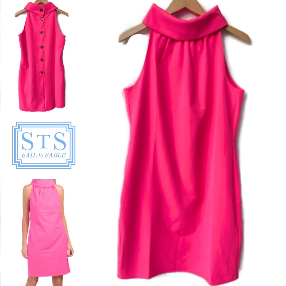 Sail to Sable Pink Button-Back Cowl Neck Sleeveless Dress Medium NWT